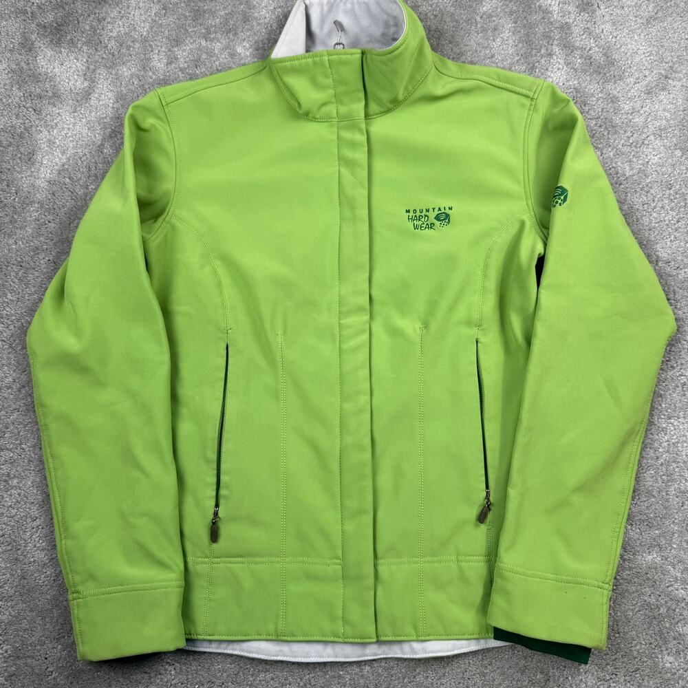Mountain Hardwear Women's Softshell Jacket Green Small‎ Windproof Fleece Lined